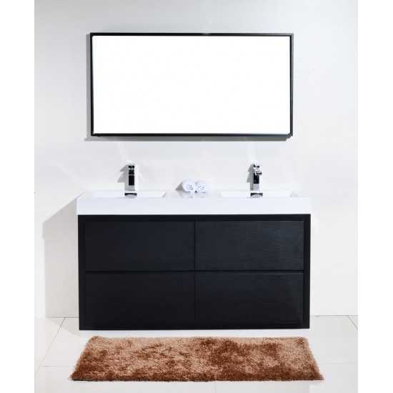 Bliss 60" Double Sink Black Free Standing Modern Bathroom Vanity