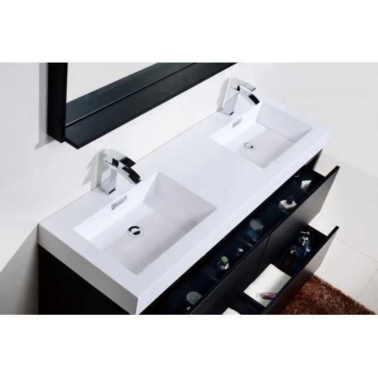 Bliss 60" Double Sink Black Free Standing Modern Bathroom Vanity