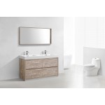 Bliss 60" Double Sink Nature Wood Free Standing Modern Bathroom Vanity