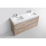 Bliss 60" Double Sink Nature Wood Free Standing Modern Bathroom Vanity