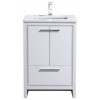 Dolce 24" High Gloss White Modern Bathroom Vanity With White Quartz Counter-Top