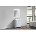 Dolce 24" High Gloss White Modern Bathroom Vanity With White Quartz Counter-Top