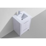 Dolce 24" High Gloss White Modern Bathroom Vanity With White Quartz Counter-Top