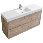 Bliss 60" Single Sink Nature Wood Free Standing Modern Bathroom Vanity