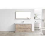 Bliss 60" Single Sink Nature Wood Free Standing Modern Bathroom Vanity