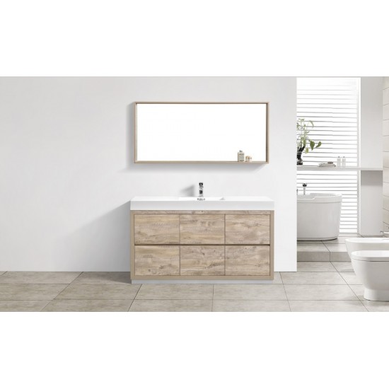 Bliss 60" Single Sink Nature Wood Free Standing Modern Bathroom Vanity