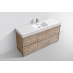 Bliss 60" Single Sink Nature Wood Free Standing Modern Bathroom Vanity