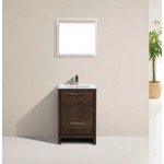 Dolce 24" Rose Wood Modern Bathroom Vanity With White Quartz Counter-Top