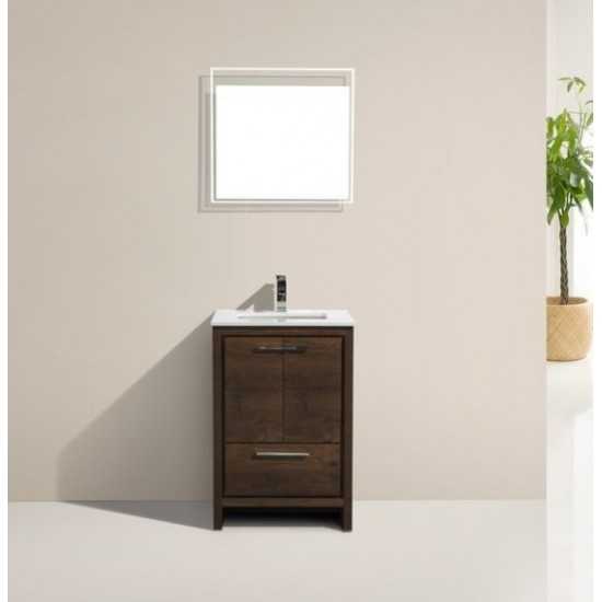 Dolce 24" Rose Wood Modern Bathroom Vanity With White Quartz Counter-Top