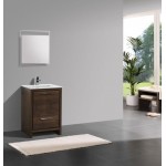 Dolce 24" Rose Wood Modern Bathroom Vanity With White Quartz Counter-Top