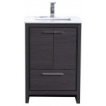 KubeBath Dolce 24" Gray Oak Modern Bathroom Vanity With White Quartz Counter-Top