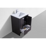 KubeBath Dolce 24" Gray Oak Modern Bathroom Vanity With White Quartz Counter-Top