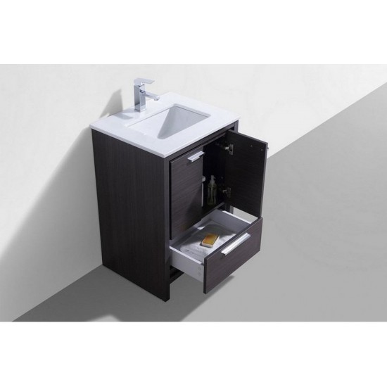 KubeBath Dolce 24" Gray Oak Modern Bathroom Vanity With White Quartz Counter-Top