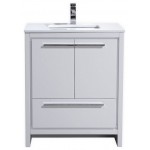 Dolce 30" High Gloss White Modern Bathroom Vanity With White Quartz Counter-Top