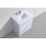 Dolce 30" High Gloss White Modern Bathroom Vanity With White Quartz Counter-Top