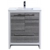 KubeBath Dolce 30" Ash Gray Modern Bathroom Vanity With White Quartz Counter-Top