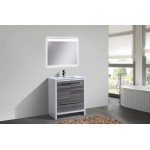 KubeBath Dolce 30" Ash Gray Modern Bathroom Vanity With White Quartz Counter-Top