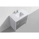 KubeBath Dolce 36" Ash Gray Modern Bathroom Vanity With White Quartz Counter-Top