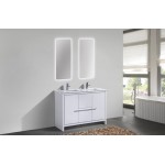 48" Double Sink High Gloss White Modern Bathroom VanityWhite Quartz Counter-Top