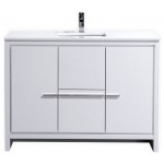 Dolce 48" High Gloss White Modern Bathroom Vanity With White Quartz Counter-Top