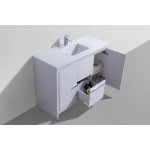 Dolce 48" High Gloss White Modern Bathroom Vanity With White Quartz Counter-Top