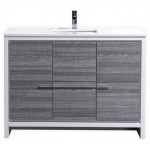 KubeBath Dolce 48" Ash Gray Modern Bathroom Vanity With White Quartz Counter-Top