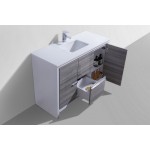 KubeBath Dolce 48" Ash Gray Modern Bathroom Vanity With White Quartz Counter-Top