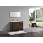 48" Double Sink Rose Wood Modern Bathroom Vanity With White Quartz Counter-Top