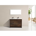 48" Double Sink Rose Wood Modern Bathroom Vanity With White Quartz Counter-Top