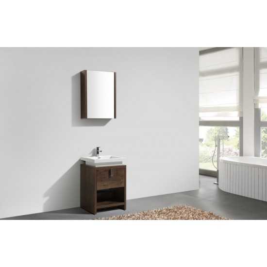 Levi 24" Modern Bathroom Vanity With Cubby Hole, Rose Wood