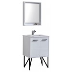 Bosco 24" Modern Bathroom Vanity With Quartz Countertop and Matching Mirror