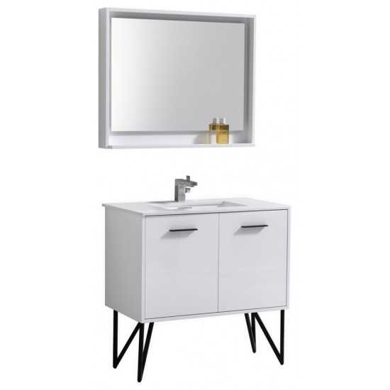 Bosco 36" Modern Bathroom Vanity With Quartz Countertop and Matching Mirror