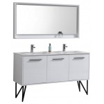 60" Double Sink Modern Bathroom Vanity With Quartz Countertop,Mirror