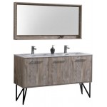 60" Double Sink Modern Bathroom Vanity With Quartz Countertop, Matching Mirror