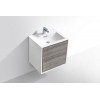DeLusso Wall Mount Modern Bathroom Vanity, Ash Gray, 24"