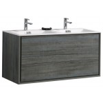 DeLusso 48" Double Sink Wall Mount Modern Bathroom Vanity, Ocean Gray