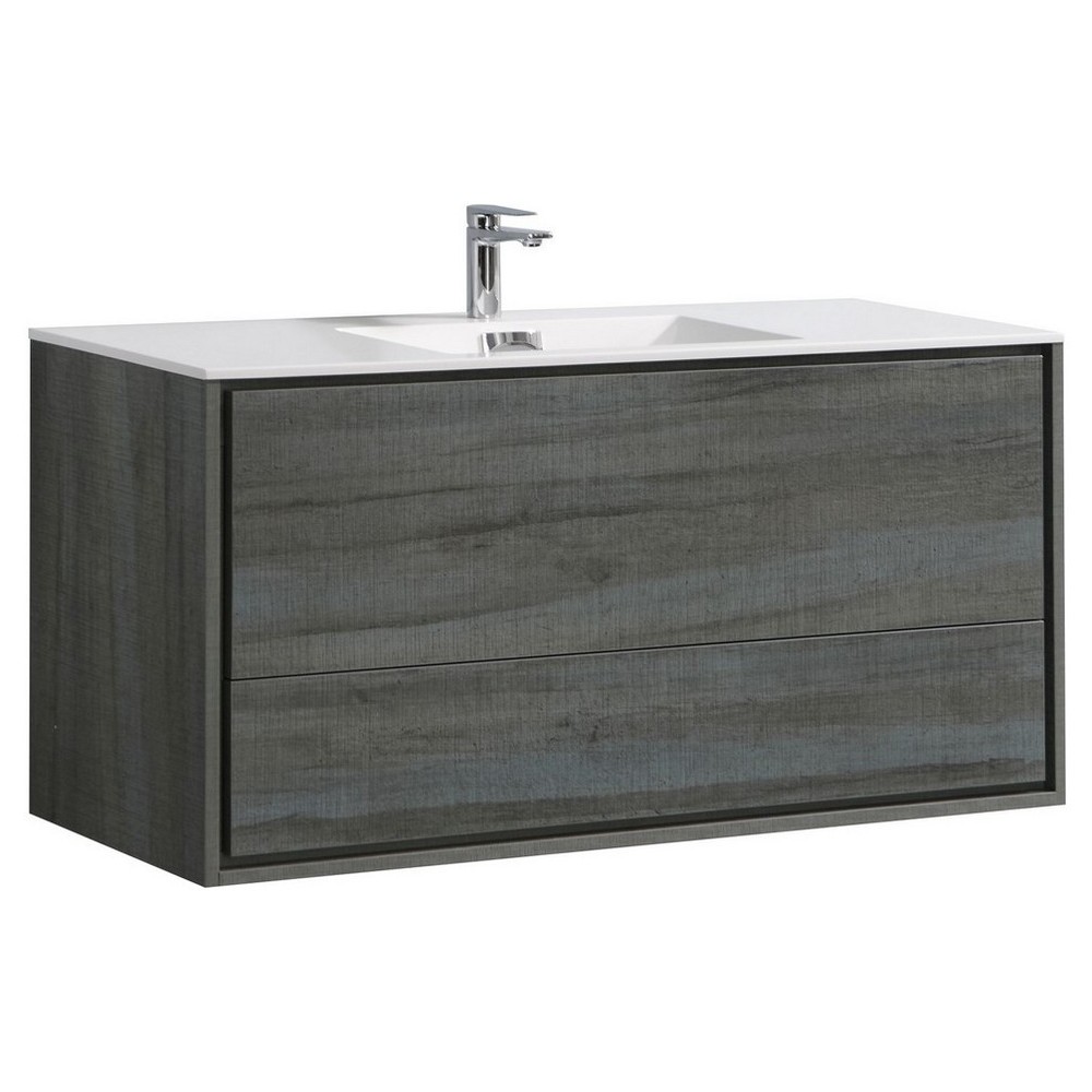 DeLusso 48" Single Sink Wall Mount Modern Bathroom Vanity, Ocean Gray