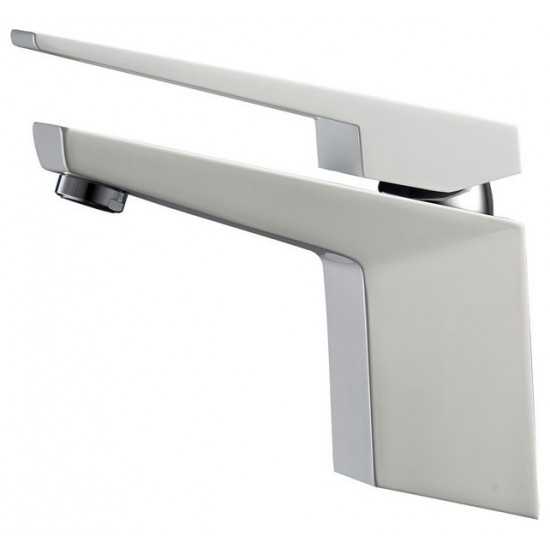 Aqua Siza Single Lever Modern Bathroom Vanity Faucet, Matt White