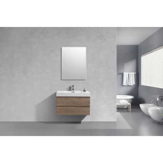 Bliss 36" Butternut Wall Mount Modern Bathroom Vanity
