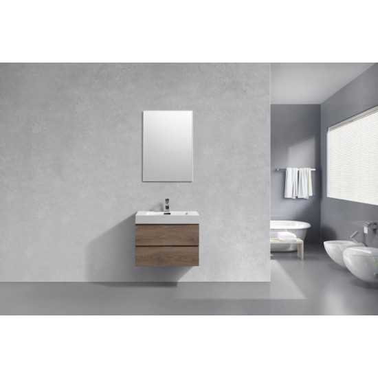 Bliss 30" ButternutWall Mount Modern Bathroom Vanity