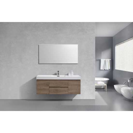 Bliss 60" Single Sink Butternut Wall Mount Modern Bathroom Vanity