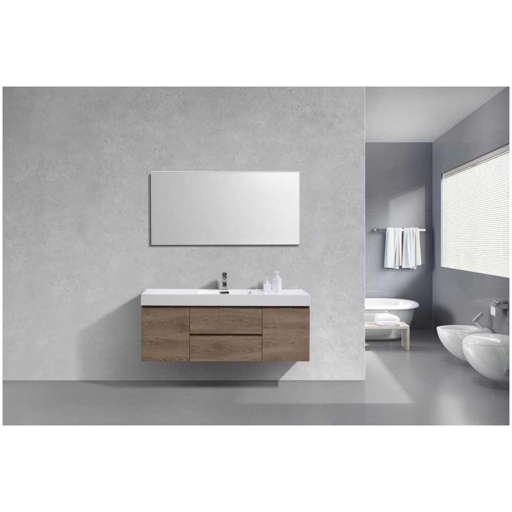 Bliss 60" Single Sink Butternut Wall Mount Modern Bathroom Vanity