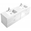 Bliss 80" Double Sink High Gloss White Wall Mount Modern Bathroom Vanity