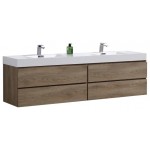 Bliss 80" Double Sink Butternut Wall Mount Modern Bathroom Vanity