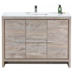 KubeBath Dolce 48" Nature Wood Modern Vanity, White Quartz Counter Top