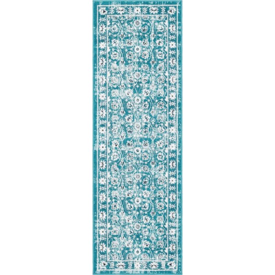 Rug Unique Loom Aarhus Teal Runner 2' 0 x 6' 0