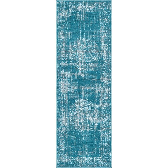 Rug Unique Loom Aarhus Teal Runner 2' 0 x 6' 0