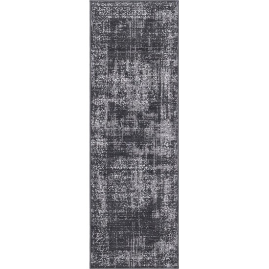 Rug Unique Loom Aarhus Dark Gray Runner 2' 0 x 6' 0