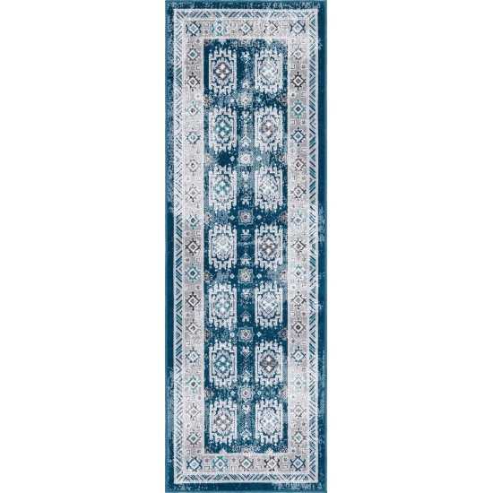 Rug Unique Loom Aarhus Blue Runner 2' 0 x 6' 0