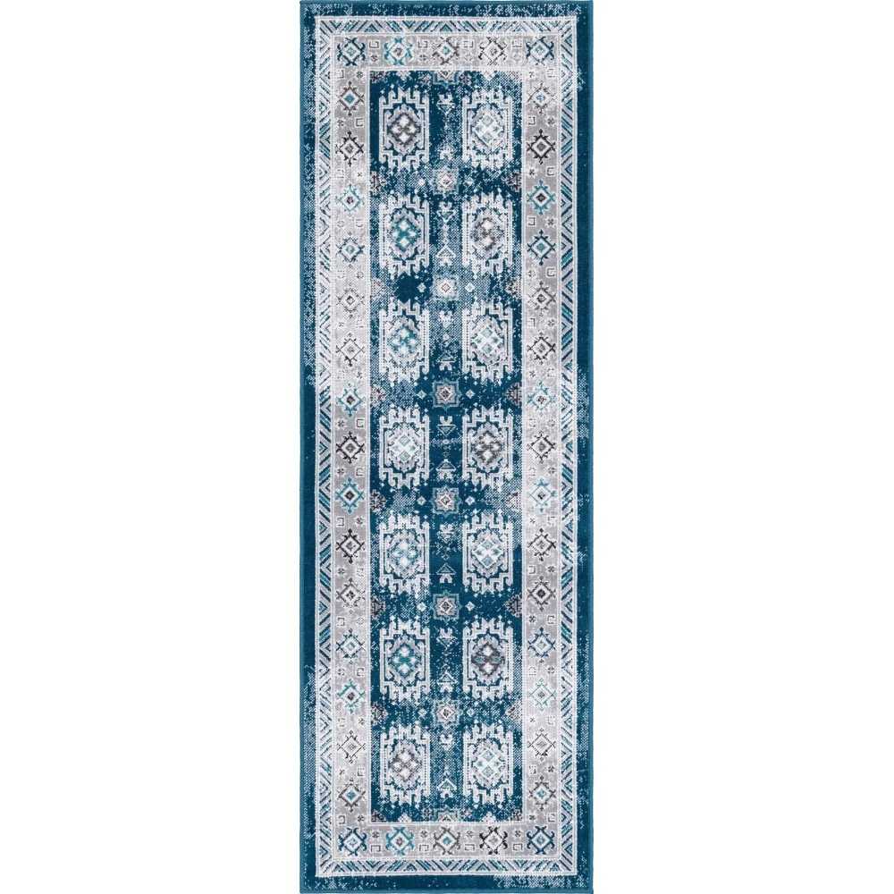 Rug Unique Loom Aarhus Blue Runner 2' 0 x 6' 0